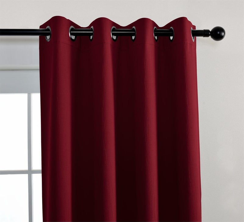 MIUCO Room Darkening Textured Blackout Curtains for Living Room 2 Panels 52x63 Inch Long Burgundy - Image 2
