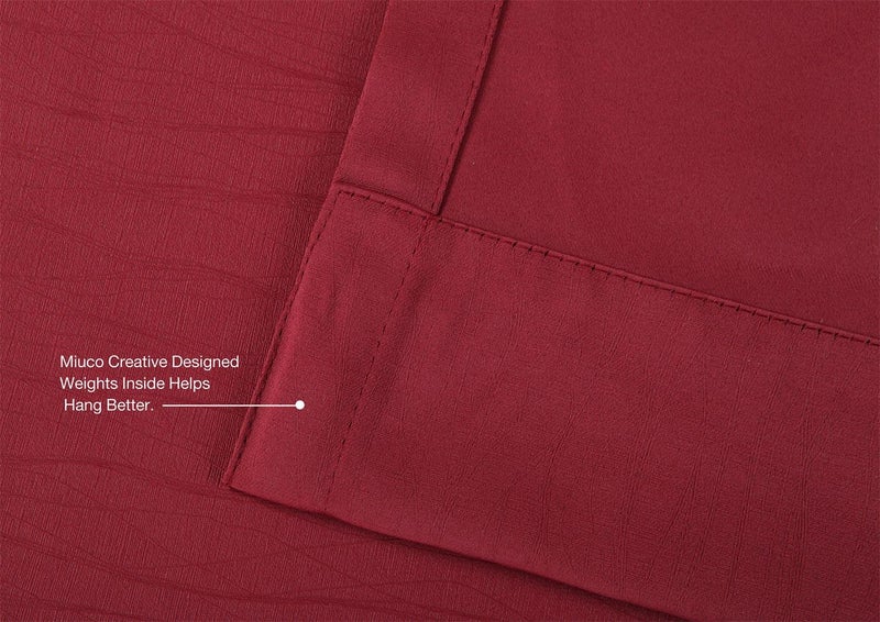 MIUCO Room Darkening Textured Blackout Curtains for Living Room 2 Panels 52x63 Inch Long Burgundy - Image 4