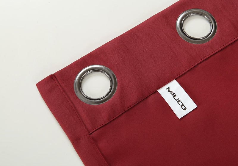 MIUCO Room Darkening Textured Blackout Curtains for Living Room 2 Panels 52x63 Inch Long Burgundy - Image 5