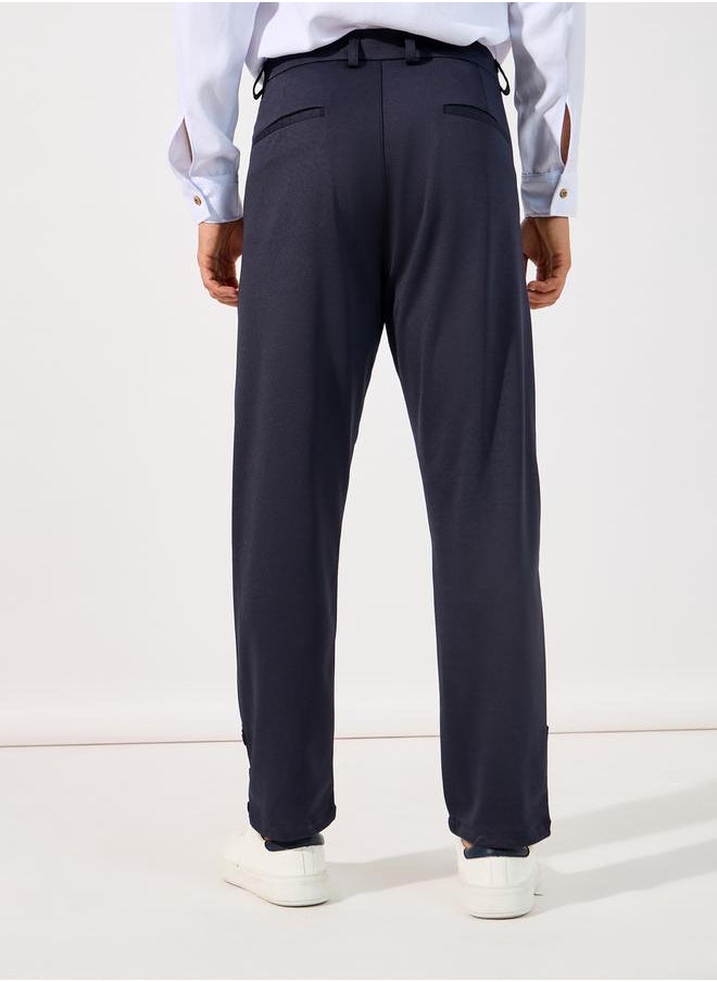 Styli - Knitted Smart Slim Trousers with Button Placket - Image 1