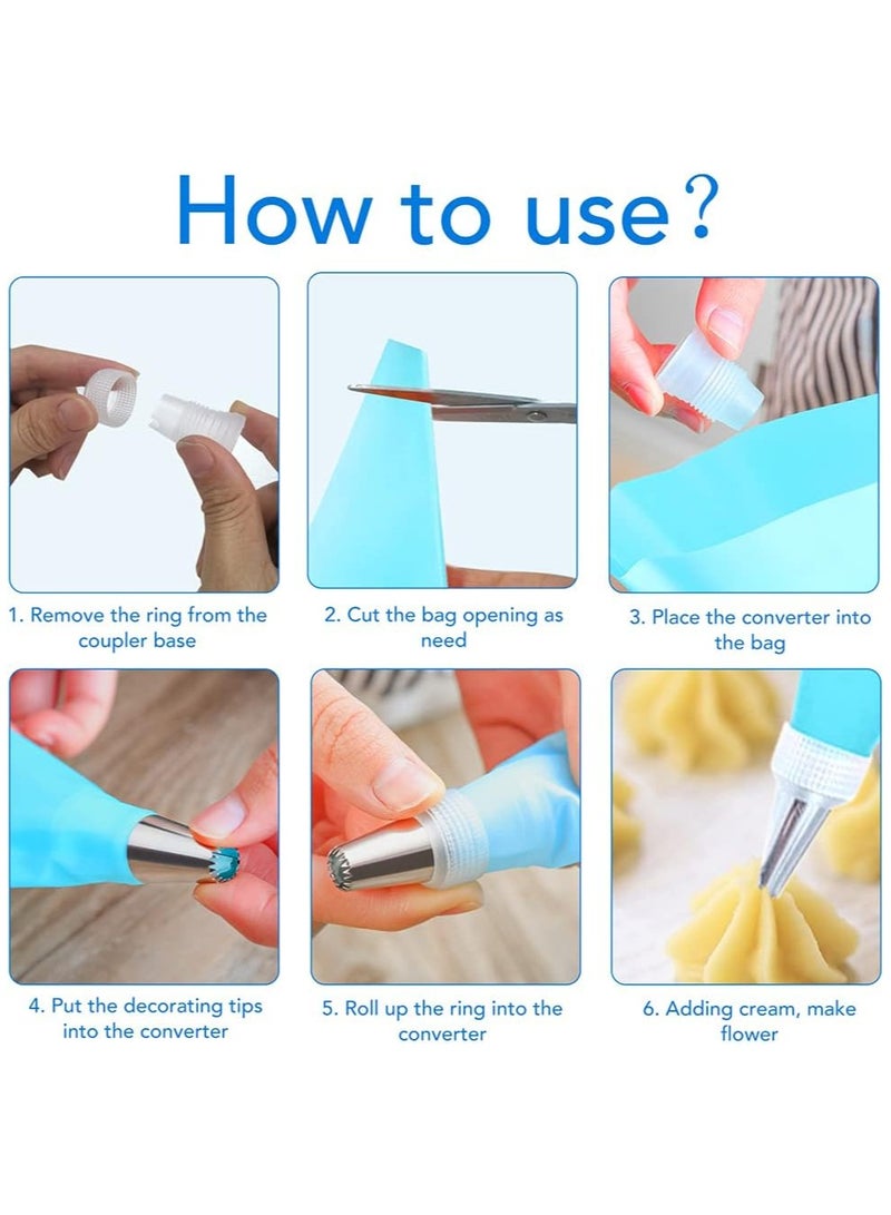 SwirlColor Icing Piping Bags and Stainless Steel Nozzle Set Cake DIY Decorating Tool with Cleaning Brush and Twist Ties 15pcs - Image 5