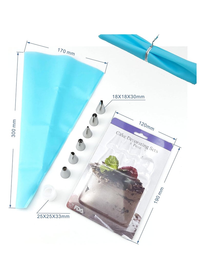 SwirlColor Icing Piping Bags and Stainless Steel Nozzle Set Cake DIY Decorating Tool with Cleaning Brush and Twist Ties 15pcs - Image 3
