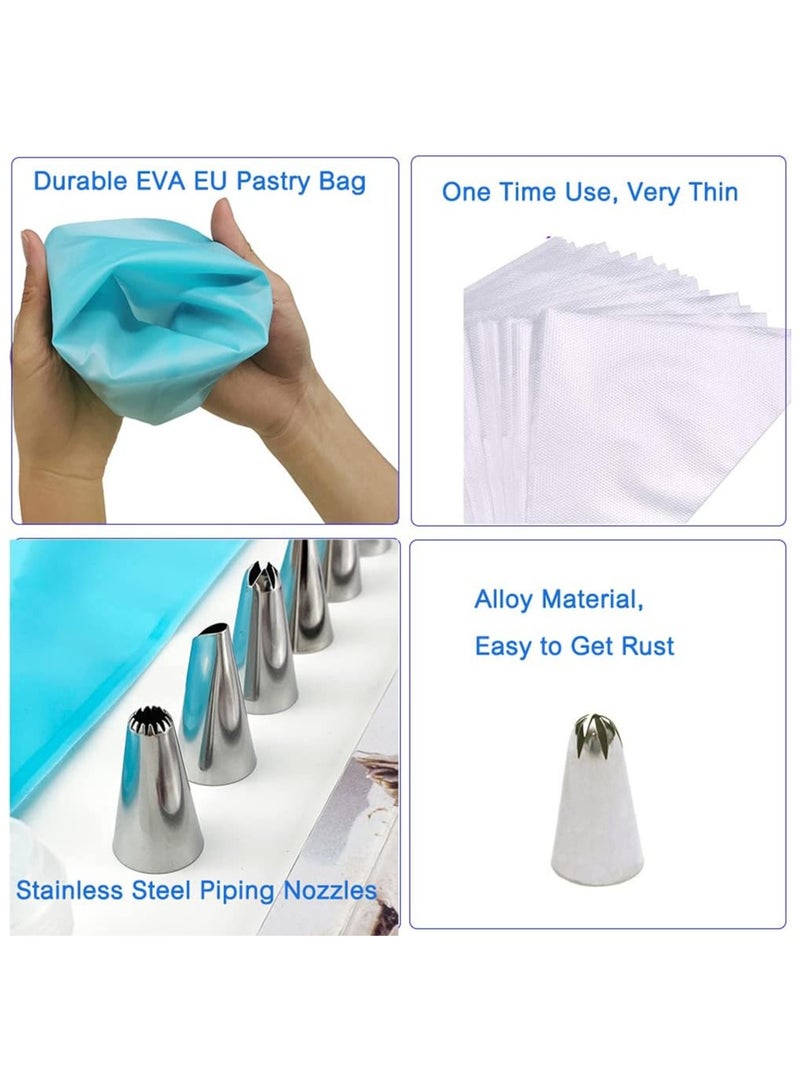 SwirlColor Icing Piping Bags and Stainless Steel Nozzle Set Cake DIY Decorating Tool with Cleaning Brush and Twist Ties 15pcs - Image 4