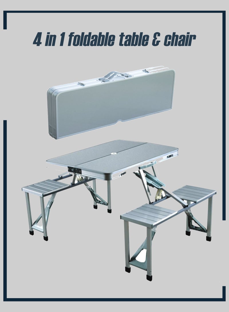 توشونكس اولة وكرسي قابلين للطي من الألومنيوم 4 في 1: راحة فائقة في الهواء الطلق وملاءمة للشواء وطاولة عشاء في الفناء الخلفي وطاولة قابلة للتعديل مع كرسي لتجربة نزهة التخييم - Image 1