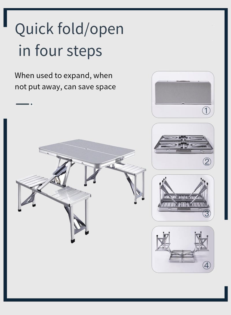 توشونكس اولة وكرسي قابلين للطي من الألومنيوم 4 في 1: راحة فائقة في الهواء الطلق وملاءمة للشواء وطاولة عشاء في الفناء الخلفي وطاولة قابلة للتعديل مع كرسي لتجربة نزهة التخييم - Image 3
