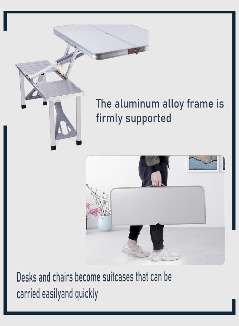 توشونكس اولة وكرسي قابلين للطي من الألومنيوم 4 في 1: راحة فائقة في الهواء الطلق وملاءمة للشواء وطاولة عشاء في الفناء الخلفي وطاولة قابلة للتعديل مع كرسي لتجربة نزهة التخييم - Image 4