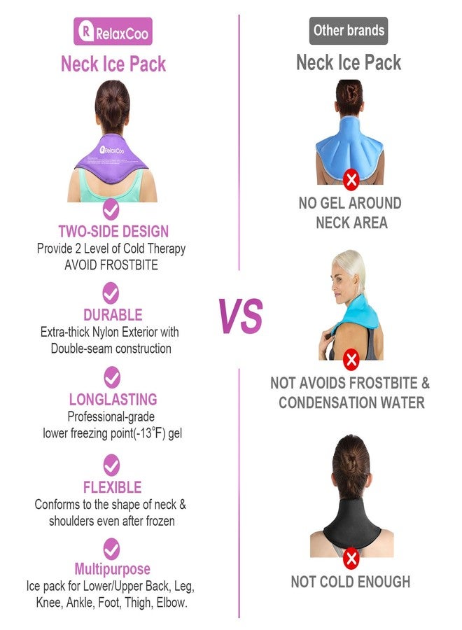 RelaxCoo Neck Ice Pack Wrap, Reusable Gel Ice Pack for Neck Shoulders, Cold Compress Therapy for Pain Relief, Injuries, Swelling, Bruises, Sprains, Inflammation and Cervical Surgery Recovery Purple - Image 5