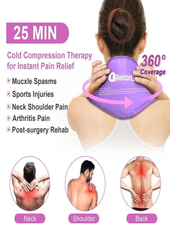 RelaxCoo Neck Ice Pack Wrap, Reusable Gel Ice Pack for Neck Shoulders, Cold Compress Therapy for Pain Relief, Injuries, Swelling, Bruises, Sprains, Inflammation and Cervical Surgery Recovery Purple - Image 2