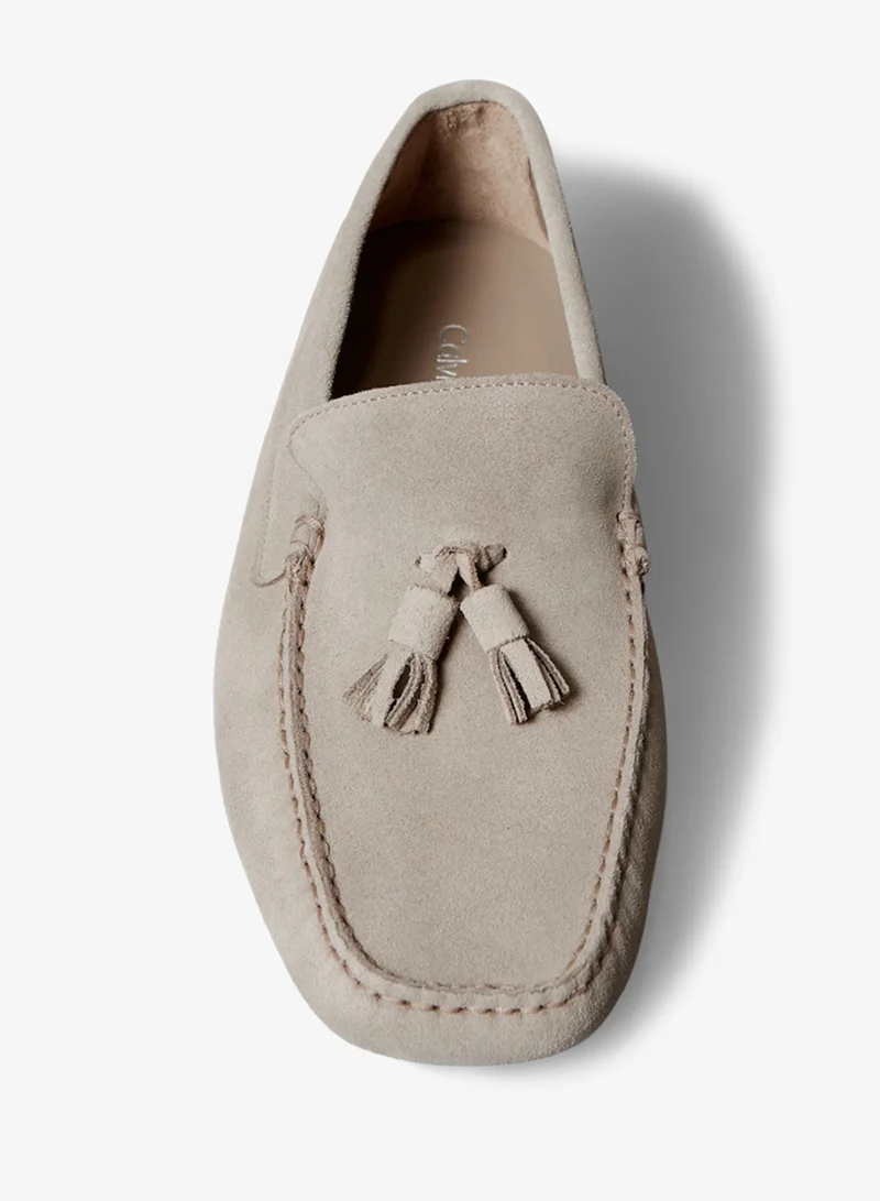 CALVIN KLEIN Desert Taupe Suede Moccasin Driving Shoes for Men | Best Price UAE