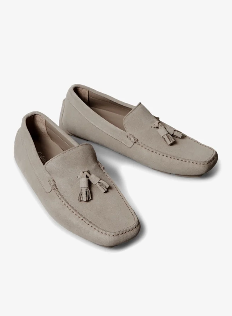CALVIN KLEIN Desert Taupe Suede Moccasin Driving Shoes for Men | Best Price UAE