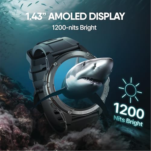 CrossBeats Armour Pro AI Premium Smart Watch for man | Latest 1.43” AMOLED Always on Display | 5 ATM Waterproof | 30-Day Battery |GPS BT Calling Smartwatch |150+ Sports Modes| BP HR SPO2|Black - Image 4