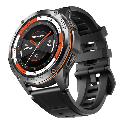 CrossBeats Armour Pro AI Premium Smart Watch for man | Latest 1.43” AMOLED Always on Display | 5 ATM Waterproof | 30-Day Battery |GPS BT Calling Smartwatch |150+ Sports Modes| BP HR SPO2|Black - Image 1