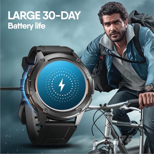 CrossBeats Armour Pro AI Premium Smart Watch for man | Latest 1.43” AMOLED Always on Display | 5 ATM Waterproof | 30-Day Battery |GPS BT Calling Smartwatch |150+ Sports Modes| BP HR SPO2|Black - Image 3