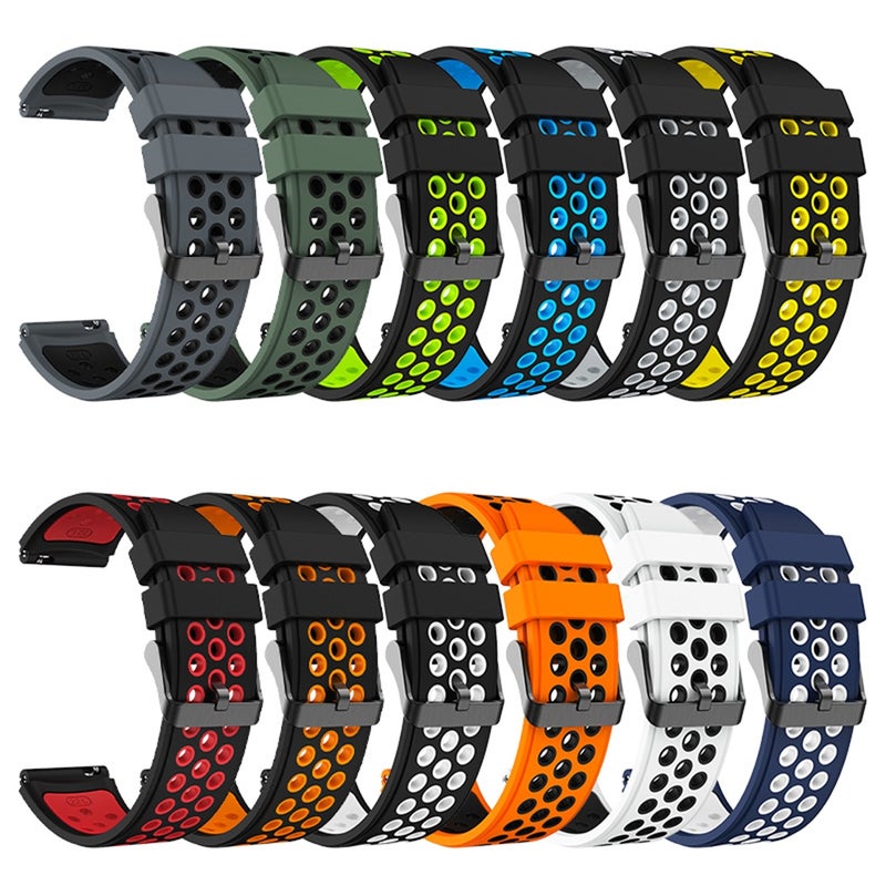 erorex For Huawei Watch Gt3 Pro 46Mm Two Color Round Hole Silicone Watch Band(Black Grey) - Image 5