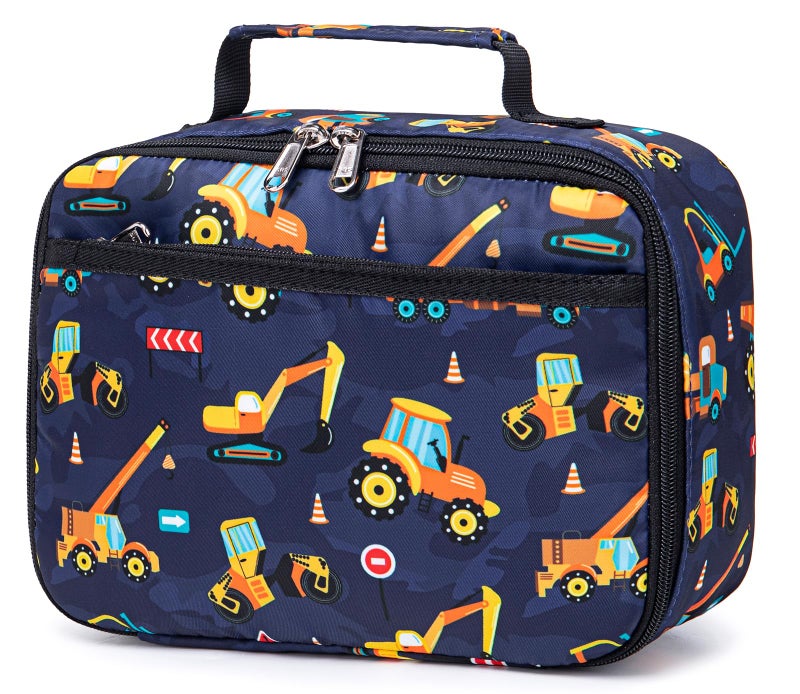 BTOOP Lunch Bags for Kids Boys Insulated Lunch Boxes Cooler Toddler Lunch Tote Bag Thermo Picnic Bag for School Children(Truck-Navy Blue) - Image 1