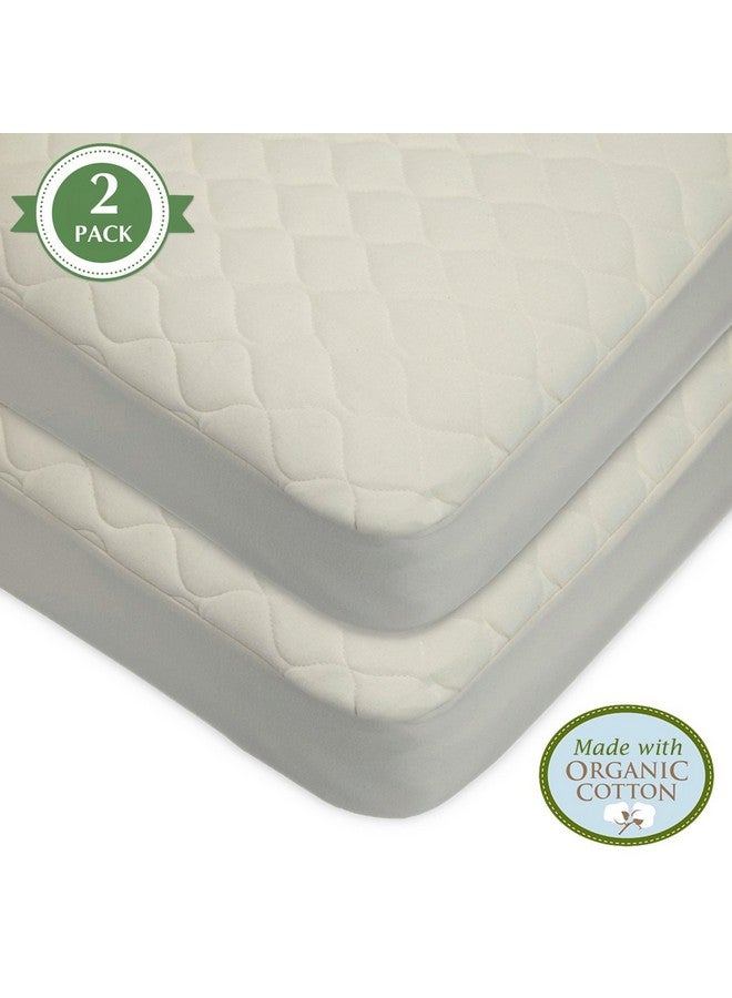TL Care TL Care Waterproof Quilted Crib Size Fitted Mattress Cover Made with Organic Cotton Top Layer, Natural Color, 2 Pack - Image 2