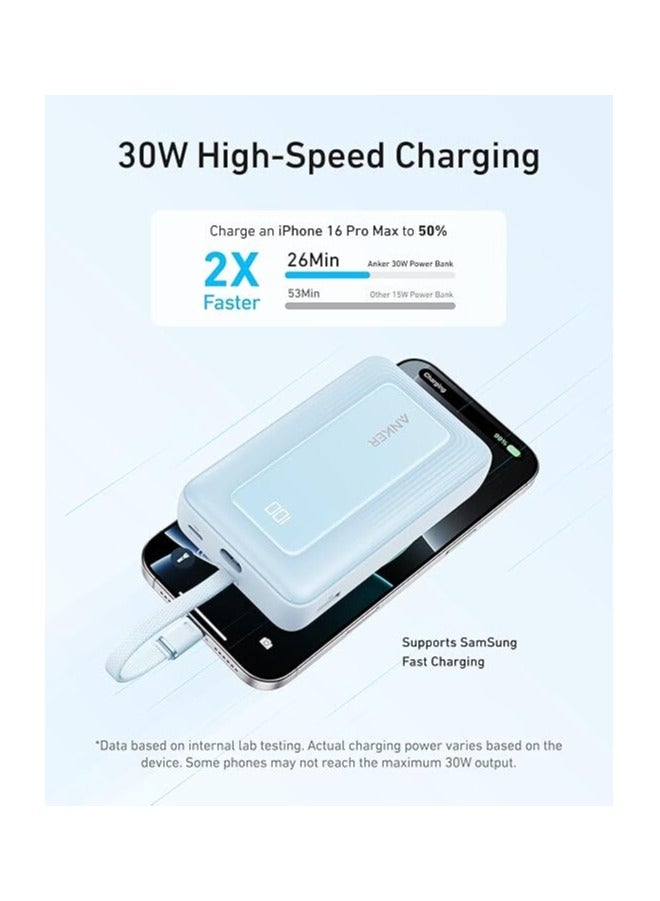 Ankey Anker Zolo Power Bank (20K, 30W, Built-In USB-C Cable) Blue - Image 2