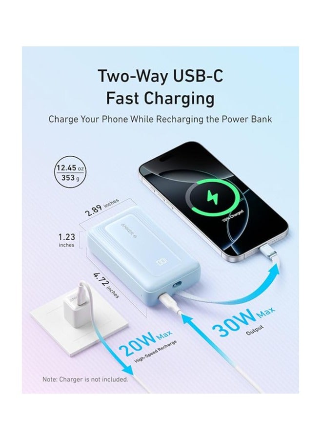 Ankey Anker Zolo Power Bank (20K, 30W, Built-In USB-C Cable) Blue - Image 3