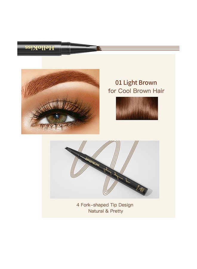 HelloKiss Waterproof lasting 4-Tip Liquid Eyebrow Pen - Eyebrow Pencil with a Micro-Fork Tip Applicator Creates Natural Looking Brows Effortlessly and Stays on All Day - Light Brown #01 - Image 2