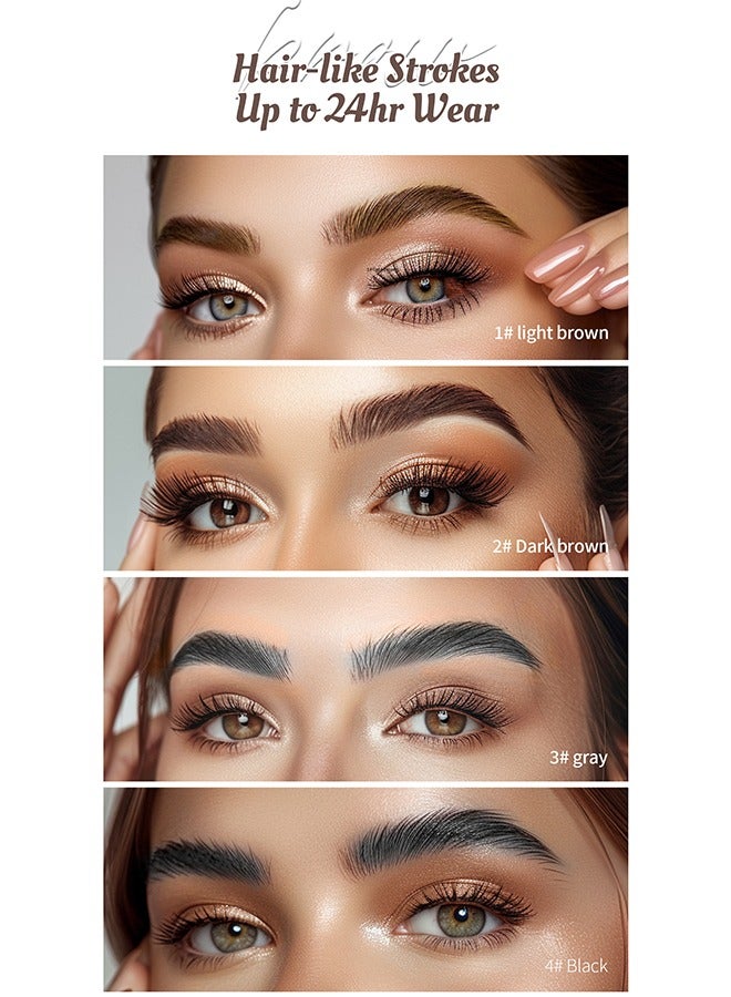 HelloKiss Waterproof lasting 4-Tip Liquid Eyebrow Pen - Eyebrow Pencil with a Micro-Fork Tip Applicator Creates Natural Looking Brows Effortlessly and Stays on All Day - Light Brown #01 - Image 4