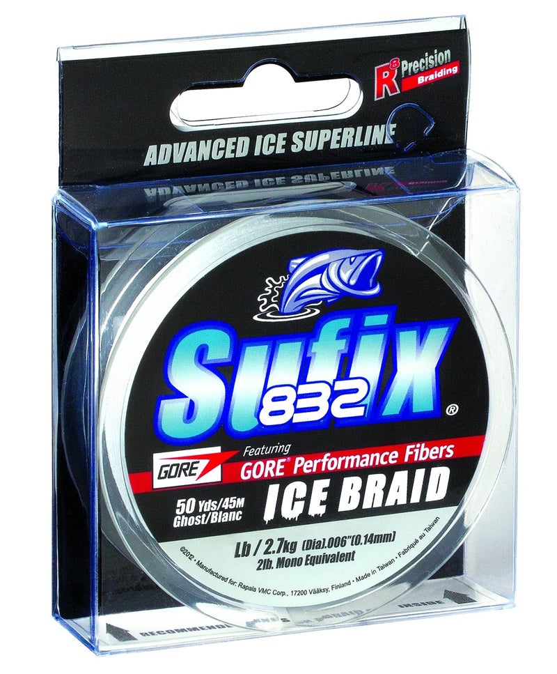 Sufix 832 Ice Braid 4 lb Ghost
