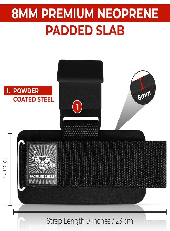 BEAST RAGE Workout Hooks for Men, Durable Coated Grip Gym Straps for Weightlifting Wrist Wraps Training Weight Lifting Strength Fitness Bodybuilding Anti Slip Women Hook Exercise (Black) - Image 2