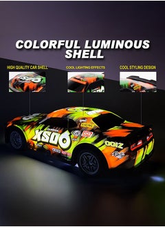 gearbox Luminous Remote Control Car, Light Up RC Car Toys, 2.4GHz 1:22 Scale 15KM/H Off-Road with Cool LED Lights Racing Rechargeable Toy Car for Christmas Birthday Kids Boys for 6-7 8-12 Year Old- Green  - Image 2