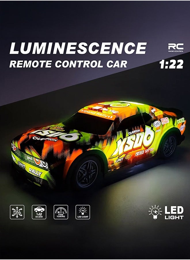 gearbox Luminous Remote Control Car, Light Up RC Car Toys, 2.4GHz 1:22 Scale 15KM/H Off-Road with Cool LED Lights Racing Rechargeable Toy Car for Christmas Birthday Kids Boys for 6-7 8-12 Year Old- Green  - Image 3