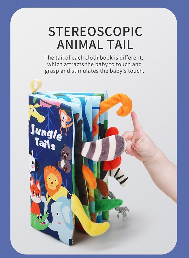 HOOPZOZA كتب أطفال قماشية متباينة الألوان 2 قطعة من هووبزوزا للأعمار من 0-18 شهرًا ألعاب حسية تفاعلية للأطفال كتاب حيوانات مشغول هدية تعليمية للسفر كتاب طائرة/طريق هدية تطوير للمواليد الجدد - Image 2