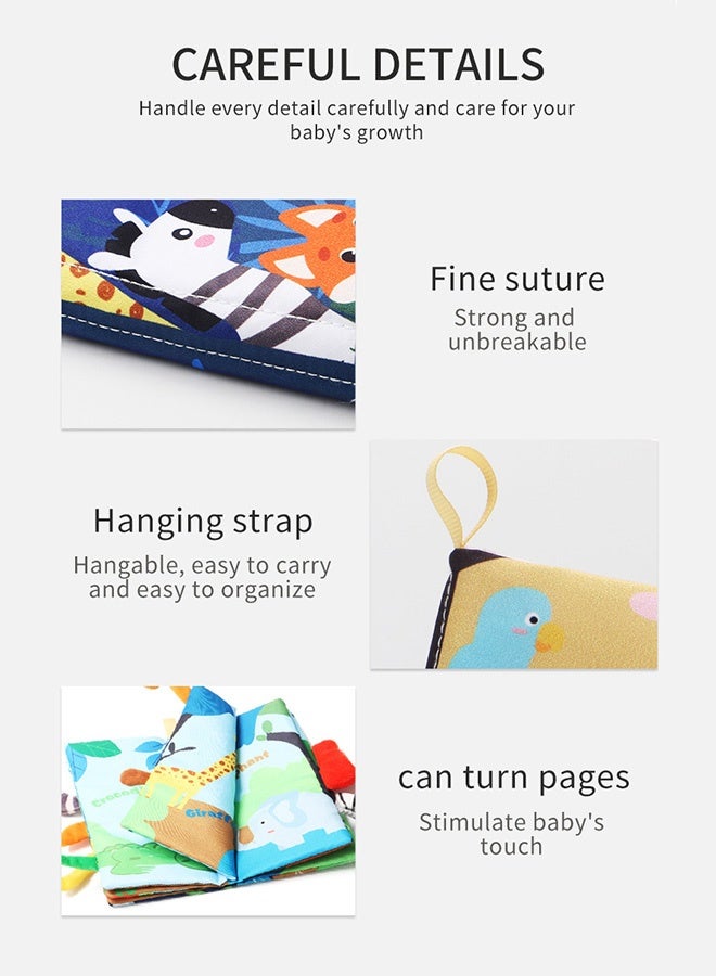 HOOPZOZA كتب أطفال قماشية متباينة الألوان 2 قطعة من هووبزوزا للأعمار من 0-18 شهرًا ألعاب حسية تفاعلية للأطفال كتاب حيوانات مشغول هدية تعليمية للسفر كتاب طائرة/طريق هدية تطوير للمواليد الجدد - Image 4