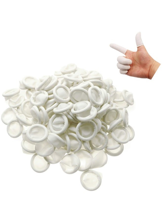 Lind Kitchen 150pcs Disposable Latex Finger Cots Protective Fingertips Gloves Rubber Industrial Fingerstall Sleeves 65x25mm (White) - Image 1
