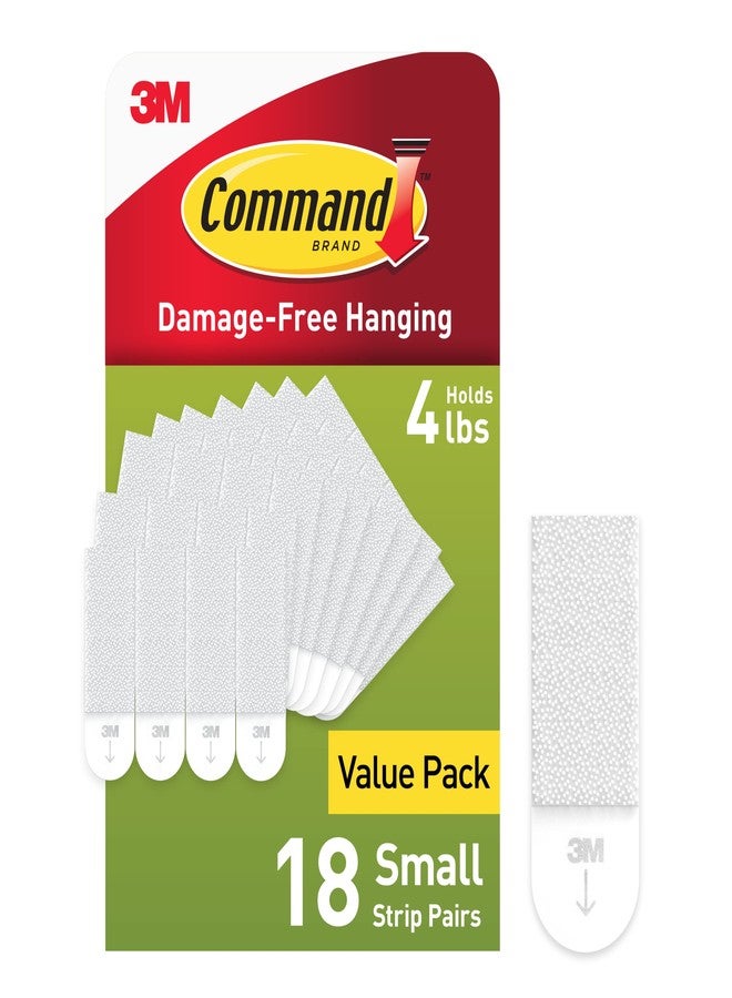 Command 3M Command Small Picture Hanging Strips, Damage Free Hanging Picture Hangers, No Tools Wall Hanging Strips for Living Spaces, 18 White Adhesive Strip Pairs(36 Command Strips) - Image 1