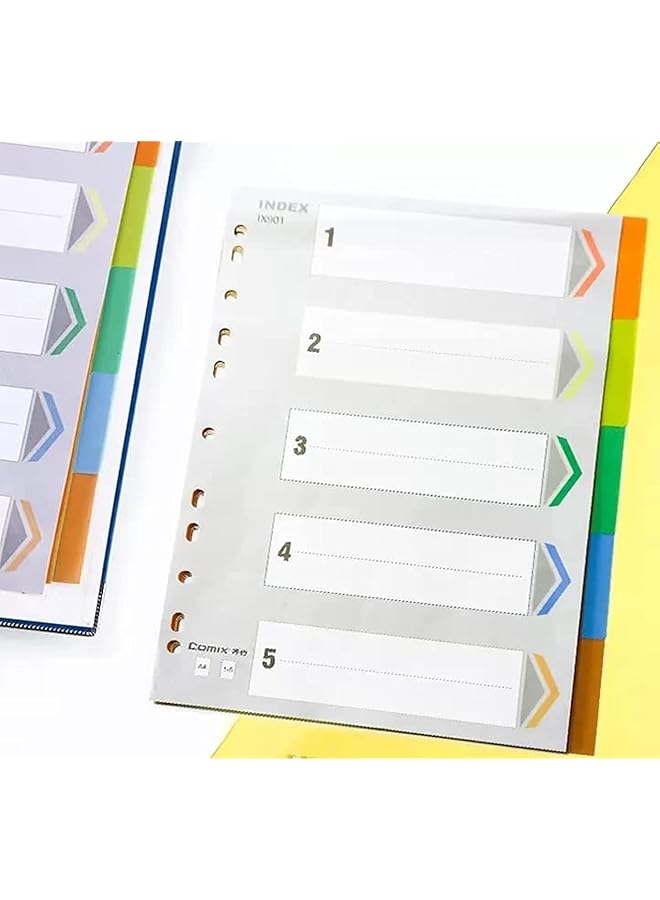كوميكس Ix901 A4 Unite Page 5 ورق فهرس تصنيف الصف ورق فهرس ملون بلاستيكي 11 فتحة Pp - Image 1