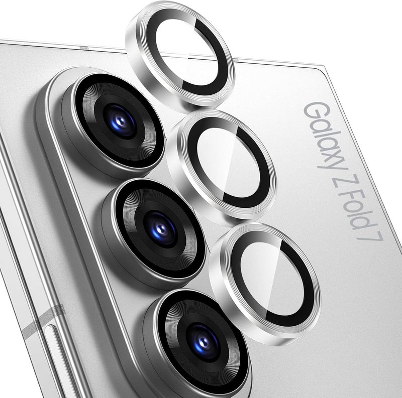 Lensarmor Camera Lens Protector Rings for Samsung Galaxy Z Fold 7 (Pack of 3) – Silver Shadow Metal Lens Covers, Scratch Resistant Aluminum Camera Rings - Image 1