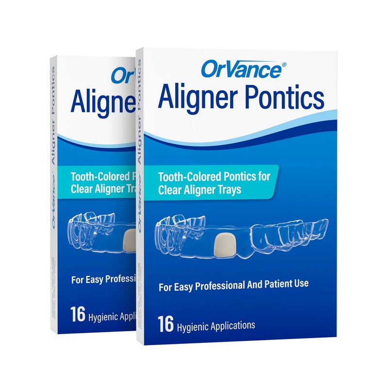 OrVance Aligner Pontics Original Medium Shade 32 Count Temporary Tooth Replacement for Invisalign Aligner Trays and Clear Retainers During Orthodontic Treatment