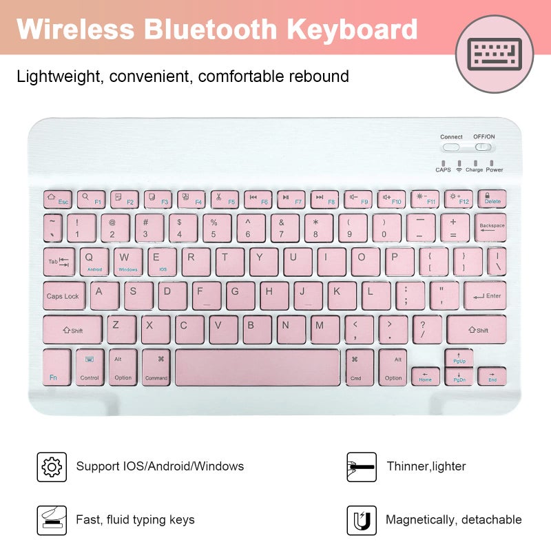 LAMA Wireless Keyboard Case with Mouse for iPad 10.2" 9th 8th 7th Generation, Detachable Bluetooth Keyboard with Pencil Holder for iPad 10.2 Inch/iPad Air 10.5"(3rd Gen)/iPad Pro 10.5 in, Pink - Image 5