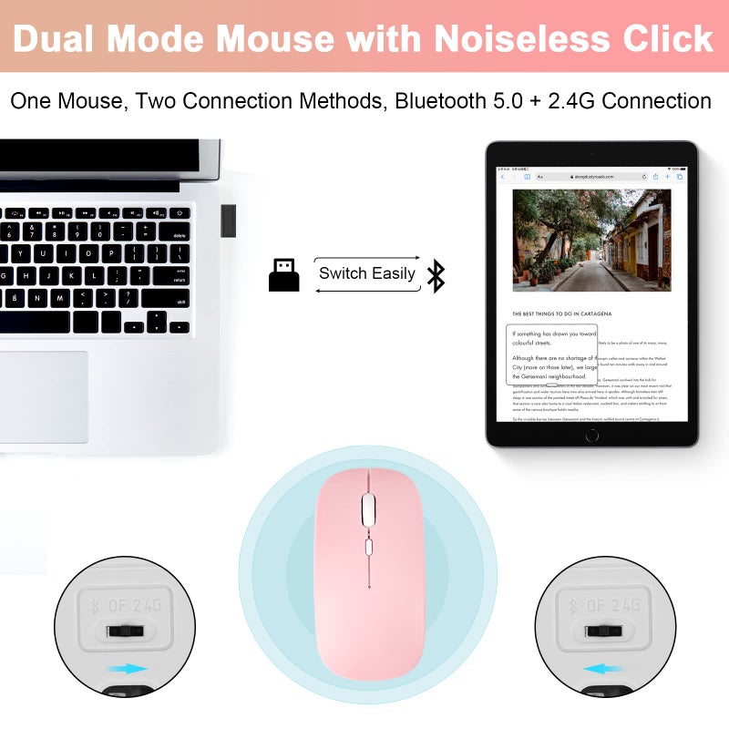 LAMA Wireless Keyboard Case with Mouse for iPad 10.2" 9th 8th 7th Generation, Detachable Bluetooth Keyboard with Pencil Holder for iPad 10.2 Inch/iPad Air 10.5"(3rd Gen)/iPad Pro 10.5 in, Pink - Image 4