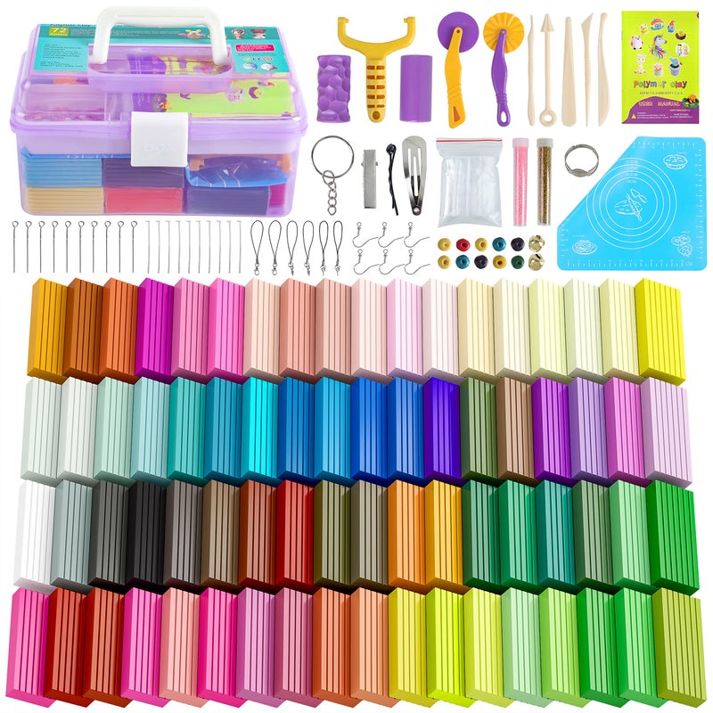 CyAJM Polymer Clay 72 Colors Modeling Clay for Kid Sets Includes Sculpting Tools and Accessories with Storage Case Ideal Holiday Gift for Children Adults and Beginners - Image 2
