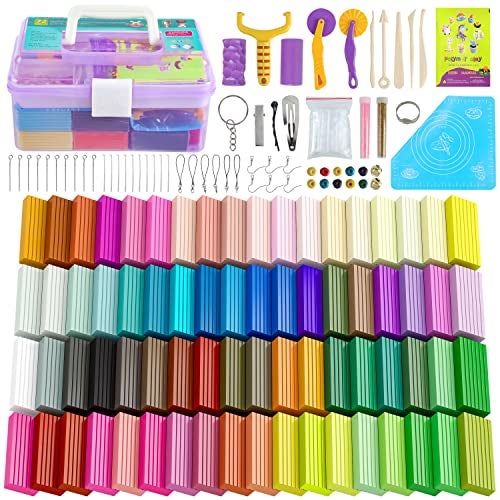 CyAJM Polymer Clay 72 Colors Modeling Clay for Kid Sets Includes Sculpting Tools and Accessories with Storage Case Ideal Holiday Gift for Children Adults and Beginners - Image 1