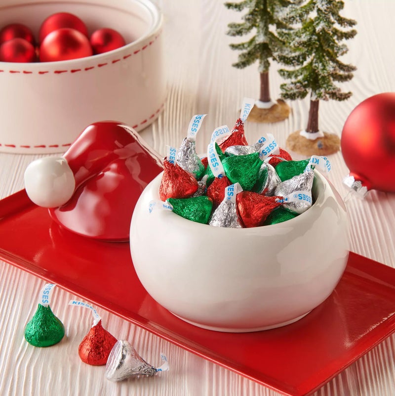 Holiday Kisses Milk Chocolate Christmas Colors, 1 lb Bulk Bag (Approx. 95 Pieces) - Red, Green, and Silver Foil Wrapped Chocolate for Holiday Parties, Stocking Stuffers, Candy Bowls, and Baking - Image 3