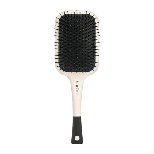 Ikonic Artistic Paddle Hair Brush with Anti Static Bristles & Ball-Tipped Nylon Pins Ideal for Men & Women,Salon/Personal Grooming, Straightening, Smoothing, Detangling Hair - White & Black - Image 1