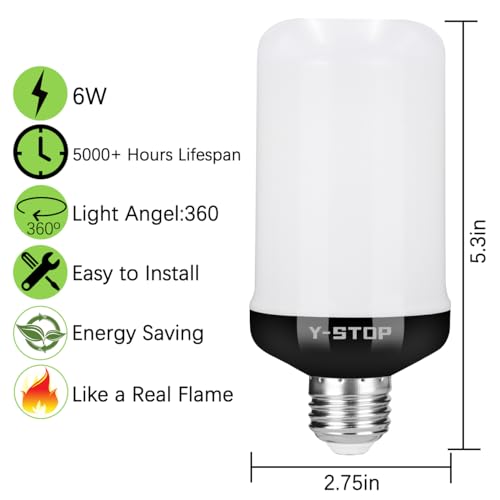 Y- STOP Upgraded LED Flame Light Bulbs, 4 Modes Flickering Light Bulb with Upside Down Effect, E26 Base Flame Bulb for Halloween Lights, Christmas Decorations Outdoor Indoor, Party Decor (4 Pack) - Image 5