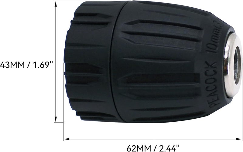 HFS (R) Keyless Drill Chuck for 3/8" Drill with 24 UNF Thread Mount Shaft 0.8-10mm Capacity - Image 2