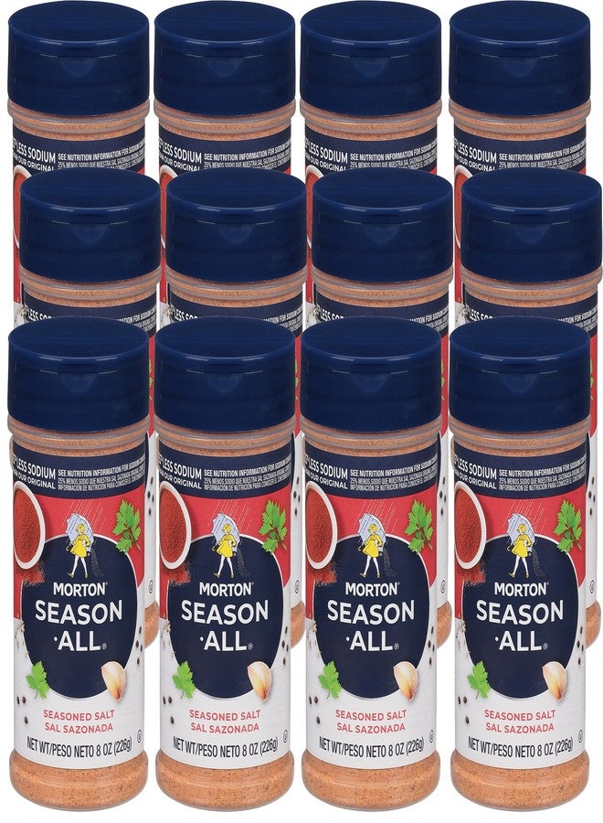 Morton Season-All Seasoned Salt, Seasoning Salt with Less Sodium, 8 Ounce (Pack of 12)
