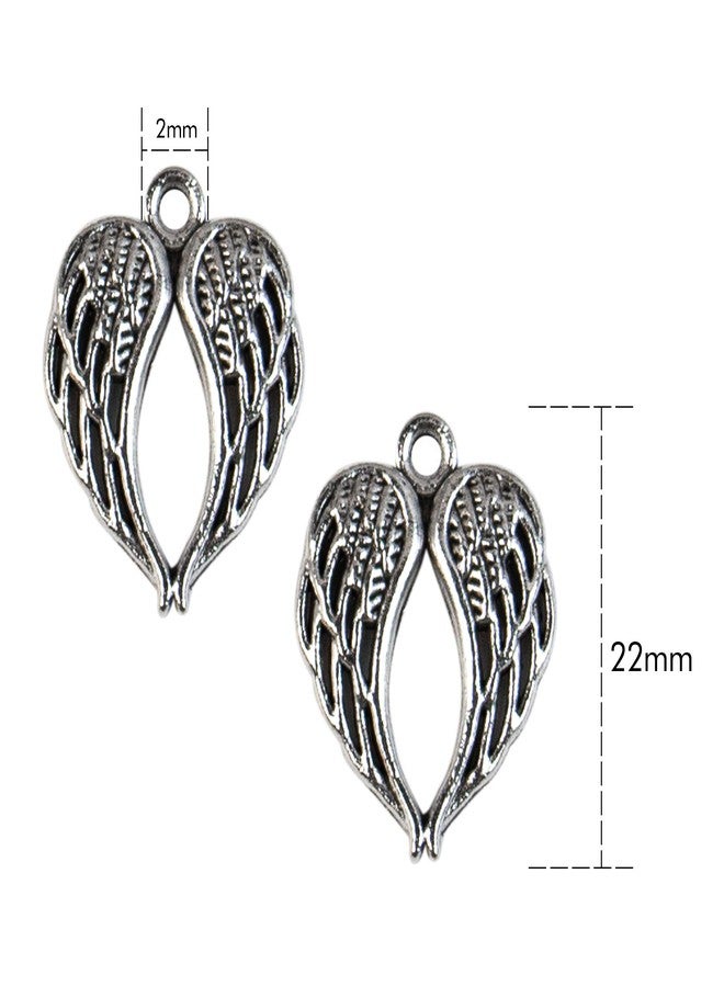 AUEAR, 48 Pack Angel Wings Charms Antique Silver Tone for Bracelets Necklace Jewelry Making - Image 2