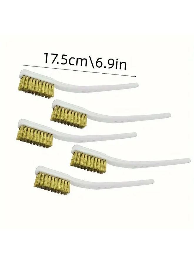 5pcs Heavy Duty Brass Mini Wire Brushes 175mm Industrial Metal Polishing Rust Removal - Image 4
