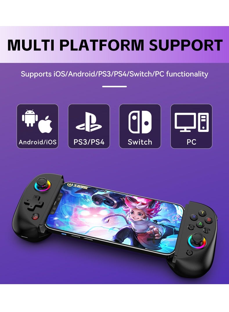 وحدة تحكم الألعاب المحمولة D8 لأجهزة iPhone/Android/PC/Nintendo Switch/PS4، ألعاب سحابية، مع عصا تحكم بتأثير Hall، جيروسكوب 6 محاور (أسود) - Image 3