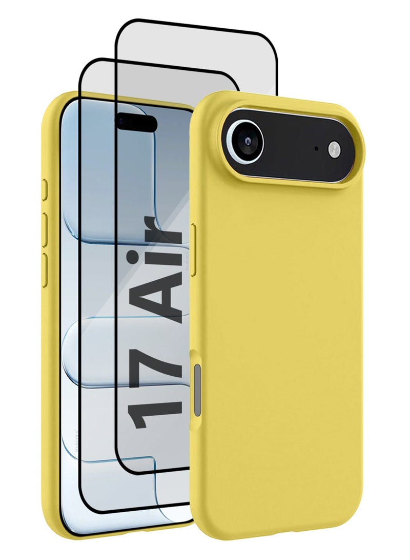CATANES 3 Packs Silicone Protective Phone Case for iPhone 17 Air , Soft Anti-Scratch Microfiber Lining Ultra Slim Drop Protection Phone Cover with Two 3D Screen Protectors - Yellow - Image 1