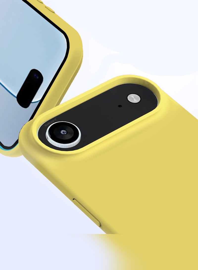 CATANES 3 Packs Silicone Protective Phone Case for iPhone 17 Air , Soft Anti-Scratch Microfiber Lining Ultra Slim Drop Protection Phone Cover with Two 3D Screen Protectors - Yellow - Image 3