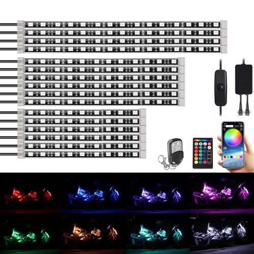 SUNPIE Motorcycle Lights 16 PCS RGB Motorcycle LED Under Glow Kit with Brake Light for Harley Honda Kawasaki Suzuki Indian Waterproof Color Change Accent Lighting Waterproof DC12V - Image 1